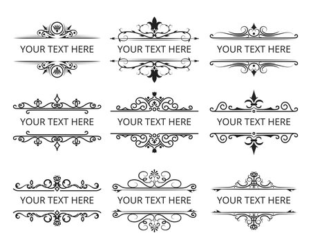 Set of hand drawn vintage frames and for certificate design. Vector isolated ornate borders. 