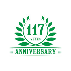 117 years logo design template. One hundred seventeenth anniversary vector and illustration.