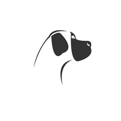 Vector image of an Dog black and white. design style. animal. art. symbol. logo. Illustrator. on white background. Mammals
