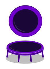 Jumping trampoline vector flat realistic icon. Isolated trampoline set