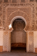 Doorway leading into a former class room at the Ben Youssef Madrasa (Qur'anic school) in Marrakesh, Morocco