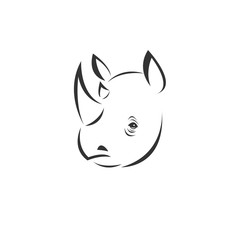 Vector image of an Rhino black and white. design style. animal. art. symbol. logo. Illustrator. on white background. Mammals