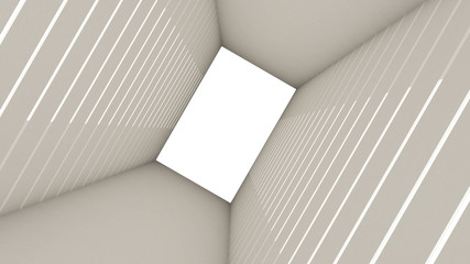 3d render of abstract rectangle shape in tunnel background