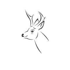 Vector image of an Deer black and white. design style. animal. art. symbol. logo. Illustrator. on white background. Mammals