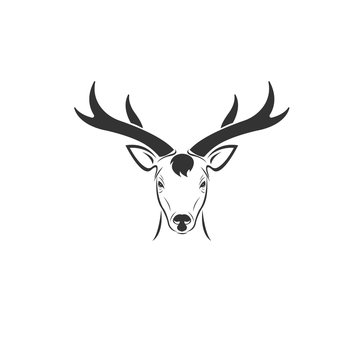 Vector image of an Deer black and white. design style. animal. art. symbol. logo. Illustrator. on white background. Mammals