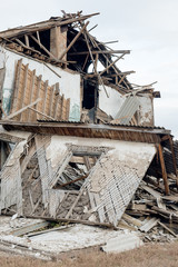 Ruins of old destroyed building. Country scene