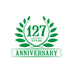 127 years logo design template. One hundred twenty seventh anniversary vector and illustration.