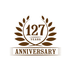127 years logo design template. One hundred twenty seventh anniversary vector and illustration.