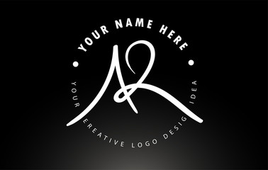 AR Handwritten Letters Logo Design with Circular Letter Pattern. Creative Handwritten Signature Logo Icon