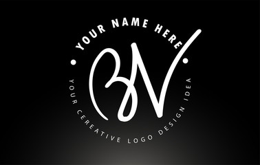 BV Handwritten Letters Logo Design with Circular Letter Pattern. Creative Handwritten Signature Logo Icon