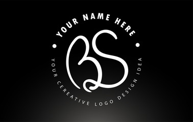 BS Handwritten Letters Logo Design with Circular Letter Pattern. Creative Handwritten Signature Logo Icon