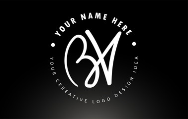 BV Handwritten Letters Logo Design with Circular Letter Pattern. Creative Handwritten Signature Logo Icon