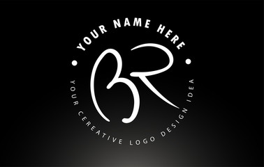 BR Handwritten Letters Logo Design with Circular Letter Pattern. Creative Handwritten Signature Logo Icon - obrazy, fototapety, plakaty