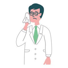 白衣　男性　医者　焦っている