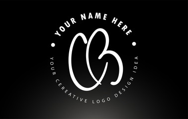 Fototapeta premium CB Handwritten Letters Logo Design with Circular Letter Pattern. Creative Handwritten Signature Logo Icon
