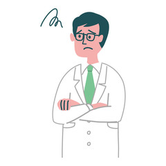 白衣　男性　医者　困っている