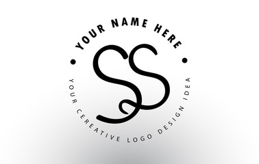 SS Handwritten Letters Logo Design with Circular Letter Pattern. Creative Handwritten Signature Logo Icon