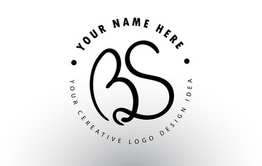 BS Handwritten Letters Logo Design with Circular Letter Pattern. Creative Handwritten Signature Logo Icon