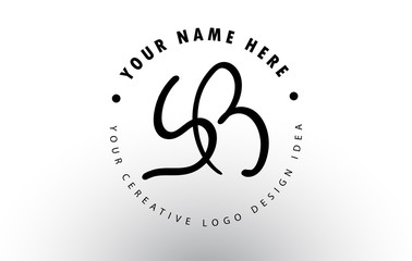 SB Handwritten Letters Logo Design with Circular Letter Pattern. Creative Handwritten Signature Logo Icon