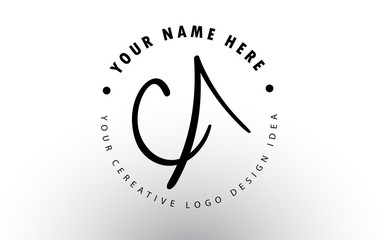 CA Handwritten Letters Logo Design with Circular Letter Pattern. Creative Handwritten Signature Logo Icon - obrazy, fototapety, plakaty