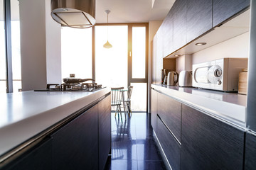 Stylish luxury design of modern kitchen interior in the apartment