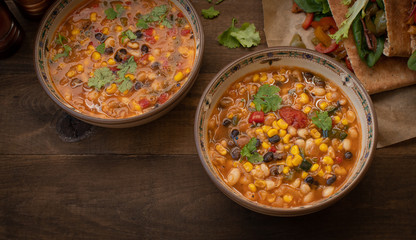 Italian vegan minestrone and vegetable filled pita bread