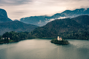 Lake Bled Island Slovenia European Alps Alpine Christian Church