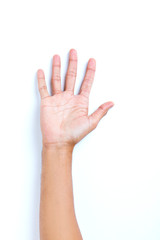 Obraz premium Multiple male caucasian hand gestures isolated over the white background