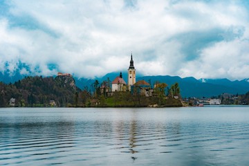 Lake Bled Island Slovenia European Alps Alpine Christian Church