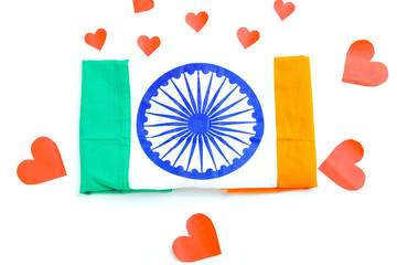  Republic day of india , Independence day India , tricolor flag  in hand  