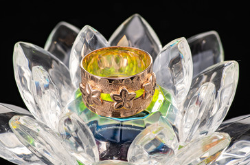 old shabby golden ring with smooth edges close-up