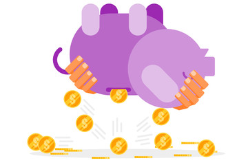Taking money from piggy bank vector illustration design. Economy and finance concept element.  Can be used for web, mobile, and print. Suitable for infographic