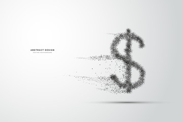 USD money icon. Shape from dots, particle style design. Illustration vector