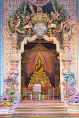 Yan Nawa, Bangkok / Thailand / December 22, 2019 : Wat Pariwat. Incredible and weird place. There are loads of hand made sculptures on the outside walls of the temple including from different cultures