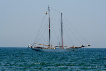 Vessel anchored offshore of sea