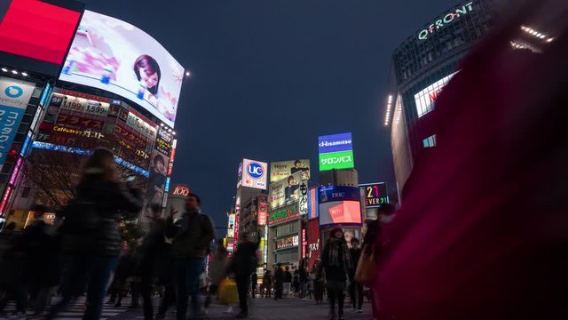 Tokyo, Japan- February 6, 2019: 4K time lapse video of Busy Traffic in Downtown Business District of Shinjuku in Tokyo very famous shopping center city street and the entertainment district in Japan