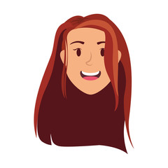 cute young woman head avatar character