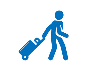 Passenger Pulling Rolling Bag Icon vector (blue version)