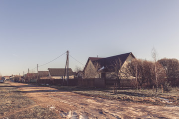 Obraz premium Winter landscape. Winter forest, rural road, ecology, zero waste, slow life