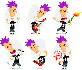 punk cartoon set