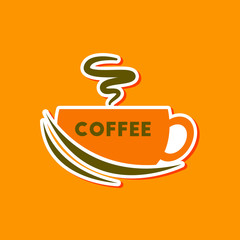 paper sticker on stylish background coffee cup flavor
