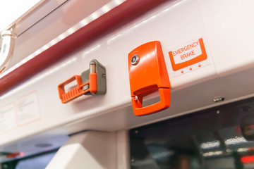 interior elements of public transport on a blurred background