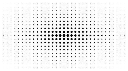 Halftone gradient texture isolated on white background. Comic dotted pattern using halftone circle dot raster texture. Pop art retro style. Vector blot half tone.