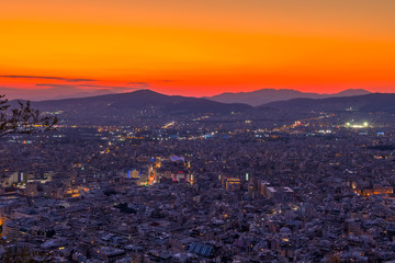 Orange Sunset over Athens