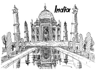 Indian tomb of a rich Indian woman sketch
