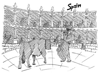 Spain matador against bull bullfight