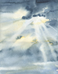 Watercolor illustration of a summer landscape