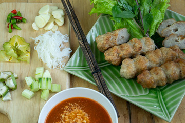 Vietnamese Pork Sausage and salad