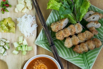 Vietnamese Pork Sausage and salad