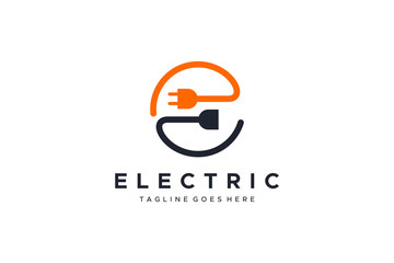 Abstract Letter E Electricity Logo. Flat Vector Logo Design Template Element